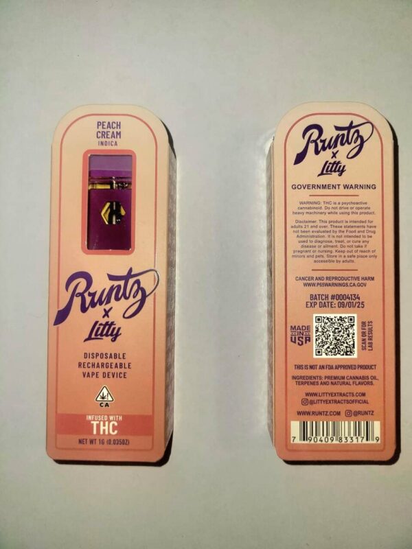 [1g] runtz full disposable pen – peach cream – indica