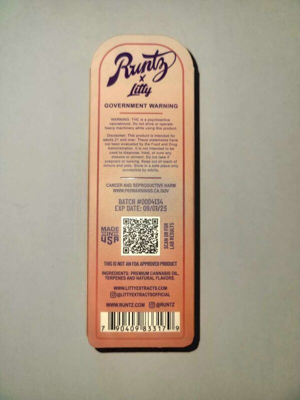 [1g] runtz full disposable pen – peach cream – indica