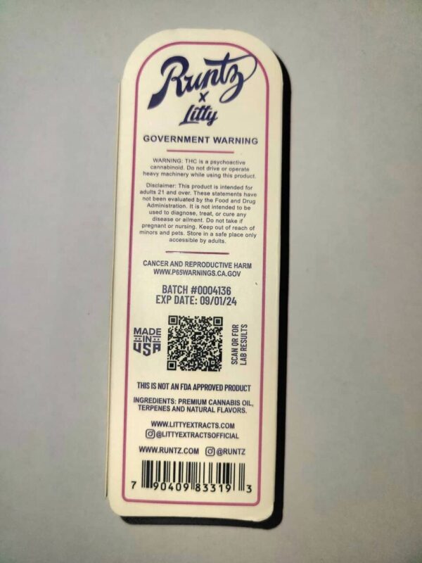 [1g] runtz full disposable pen – white berry bowl